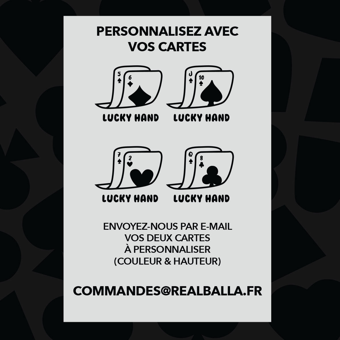 T-shirt Lucky Hand personnalisable - Noir